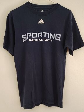 adidas Navy Sporting Kansas City Logo Short Sleeve Tee